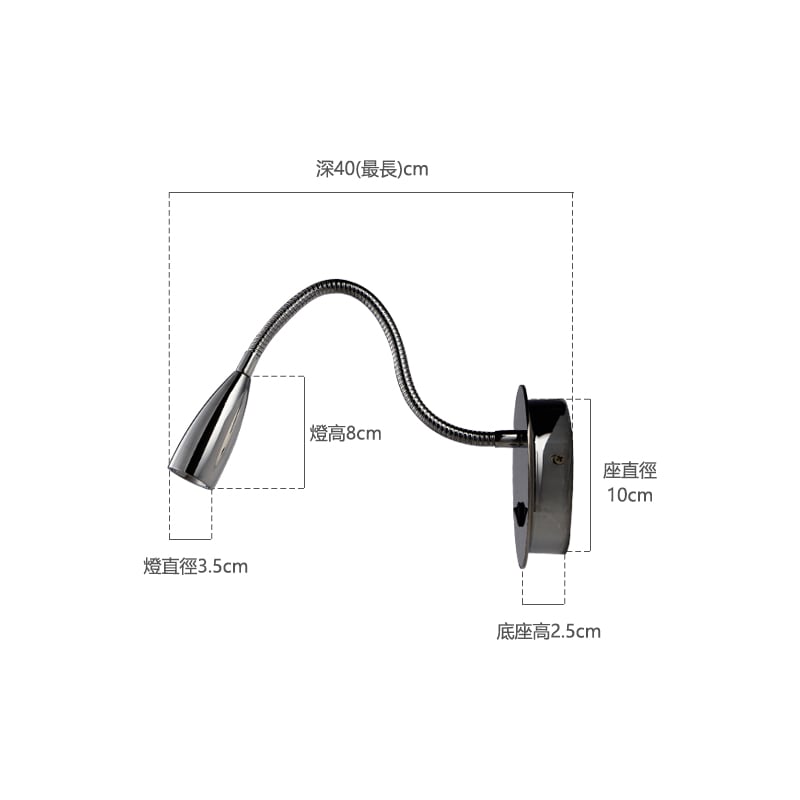 【導線壁燈】尺寸圖